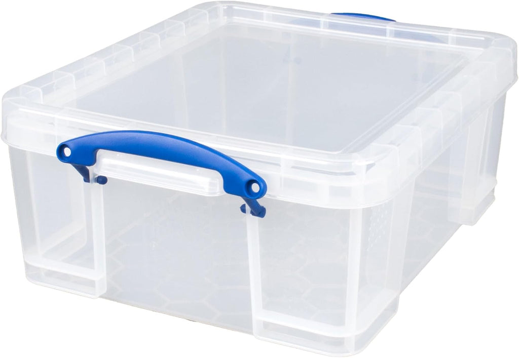 Really Useful Box 10 Pack 17L Plastic Storage Bins with Snap Lids and Clip Lock, Clear