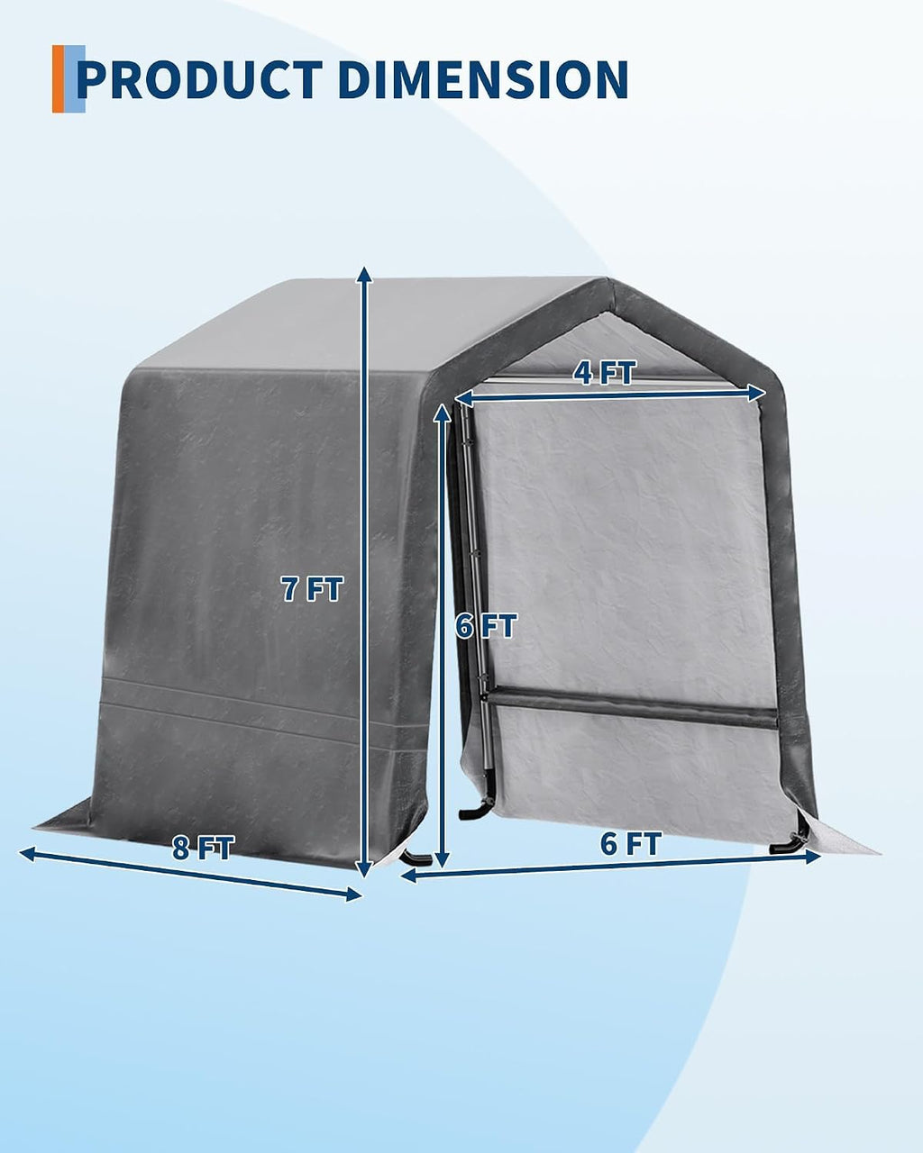 6X8 FT Heavy-Duty Portable Outdoor Storage Shed, 240g Waterproof Carport Storage Shelter with Roll-Up Door & Vent,UV-Resistant Canopy for Motorcycle, Bike, Lawn Mower & Tools