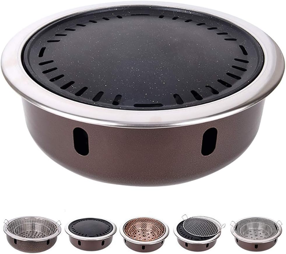 Portable BBQ Grill, Korean BBQ Charcoal Grill Split Type 5-in-1 Indoor Outdoor 4-8 People Multicolor(C)