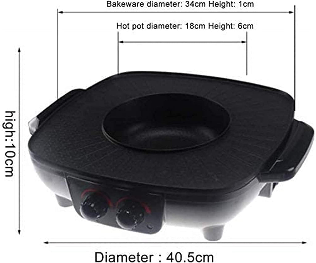 Electric Grill Indoor Household Electric Grill, Korean-Style Multifunctional Barbecue Pot Electric Hot Pot Hot Pot, Integrated Cookware, Non-Smoke Smokeless Grill Electric Grill,Portable Nonstick Grid