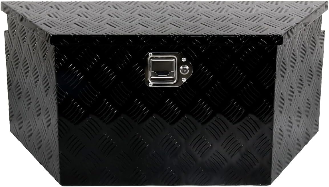34''Inch Aluminum Trailer Tongue Tool Box Truck Bed Toolbox Truck Trailer Chest Box Underbody Storage Organizer Waterproof Square Storage Organizer w/Lock & Keys Black(‎34' Lx14.5 Wx15 H)