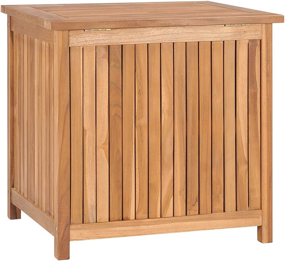 vidaXL Solid Teak Wood Patio Storage Box - Rustic Design, Ample Storage Space, Water-Resistant Lining, Easy Assembly - Ideal for Indoor and Outdoor Use - Brown