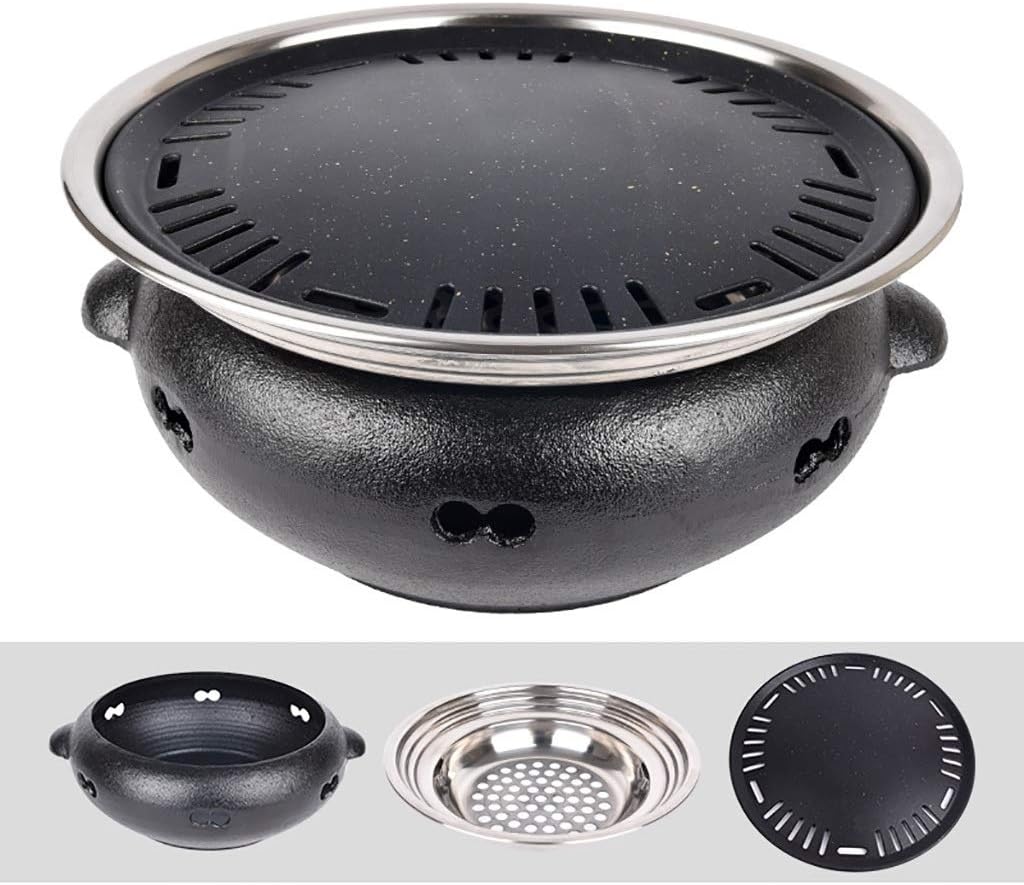 BBQ Barbeque Barbecue Grill,BBQ,Korean Household Smokeless Charcoal Barbecue Grill,Cast Iron Furnace Body,Indoor Outdoor,6 Styles (Color : B)