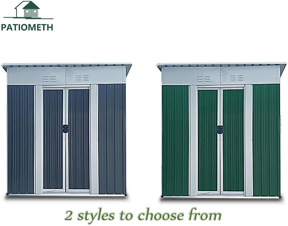 Outdoor Vertical Metal Storage Shed 5 x 3 Feet, Corrosion Resistant Steel with Sliding Door Suitable for Garden Bike, Tool Metal Storage Shed （Green）