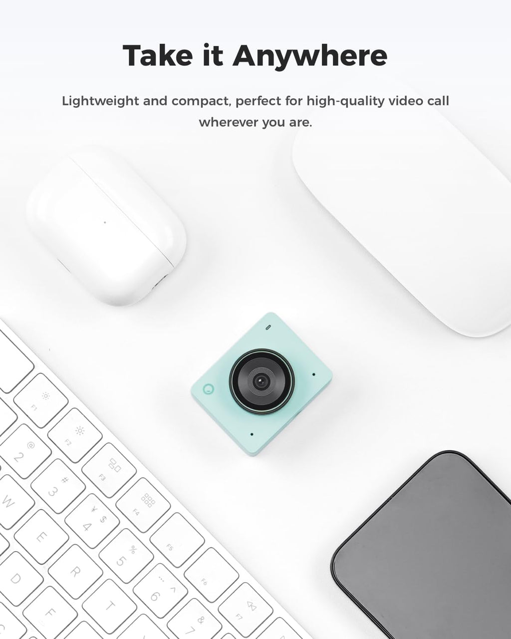 OBSBOT Meet 2-4K Webcam for PC with 1/2' Sensor, AI Framing & Autofocus, Beauty Mode, Lightweight, Gesture Control, HDR, Dual Microphone, 60 FPS, Web Cam for Streaming, Meeting, Gaming. (Aurora Green)