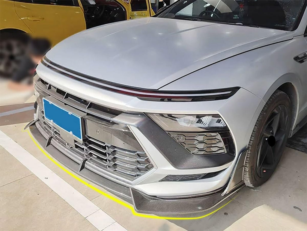 Front Bumper Lip Splitter Kit Compatible with Hyundai Sonata 1.5T SE，SEL，SEL Convenience/Hybrid Limited 2024 2025 Lower Chin Spoiler Splitter Exterior ABS 3PCS(Carbon Fiber Style)