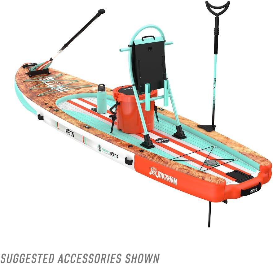 BOTE Rackham Aero Inflatable Stand Up Fishing Paddle Board Blow Up iSUP Adult Kids Family Friendly APEX Pedal Drive MAGNEPod Compatible, Multiple Colors