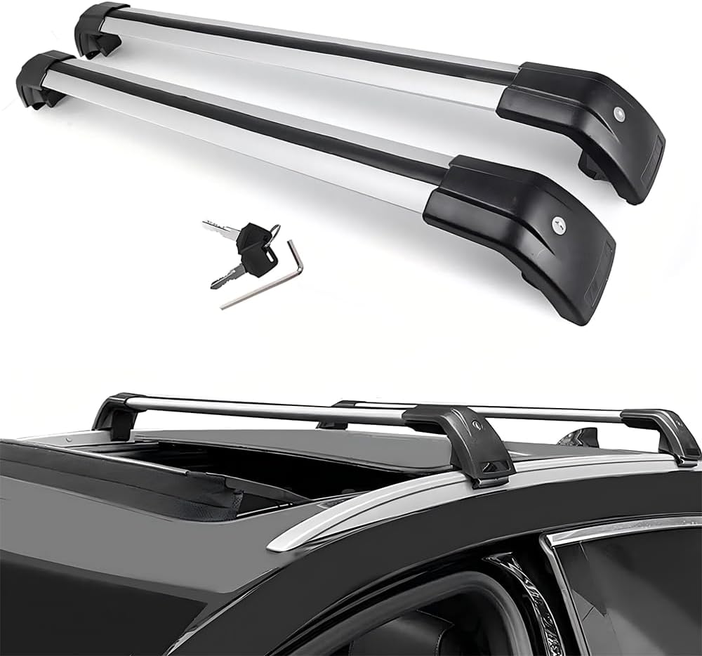 2PCS Aluminum Crossbar Cross Bar Fit for Hyundai IONIQ 5 2022-2025 SEL Limited XRT Luggage Cargo Carrier Roof Rack Rails with Anti-Theft Locks Lockable (Black with Silver)