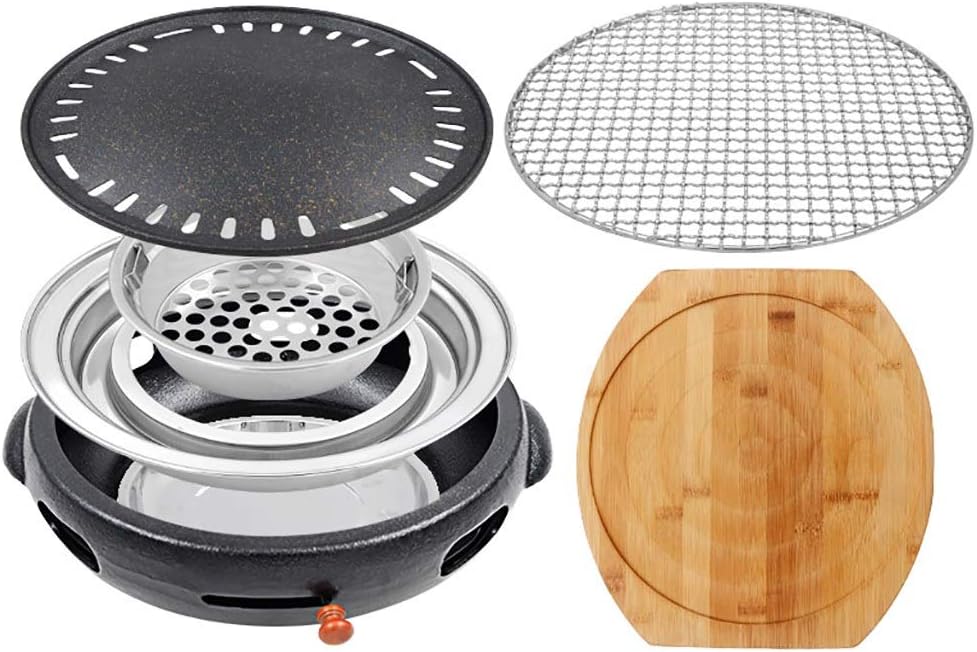 Portable BBQ Grill, Korean BBQ Grill Cast Iron 32cm x 10cm Multicolor Pack of 8 for 4-6 People(G)