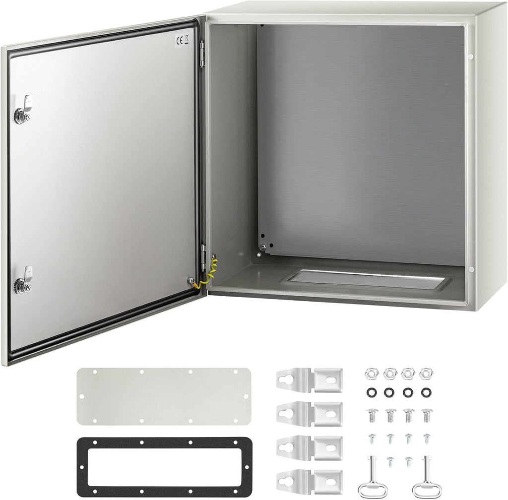VEVOR NEMA Steel Enclosure, 24 x 24 x 12'' NEMA 4X Steel Electrical Box, IP66 Waterproof & Dustproof, Outdoor/Indoor Electrical Junction Box, with Mounting Plate
