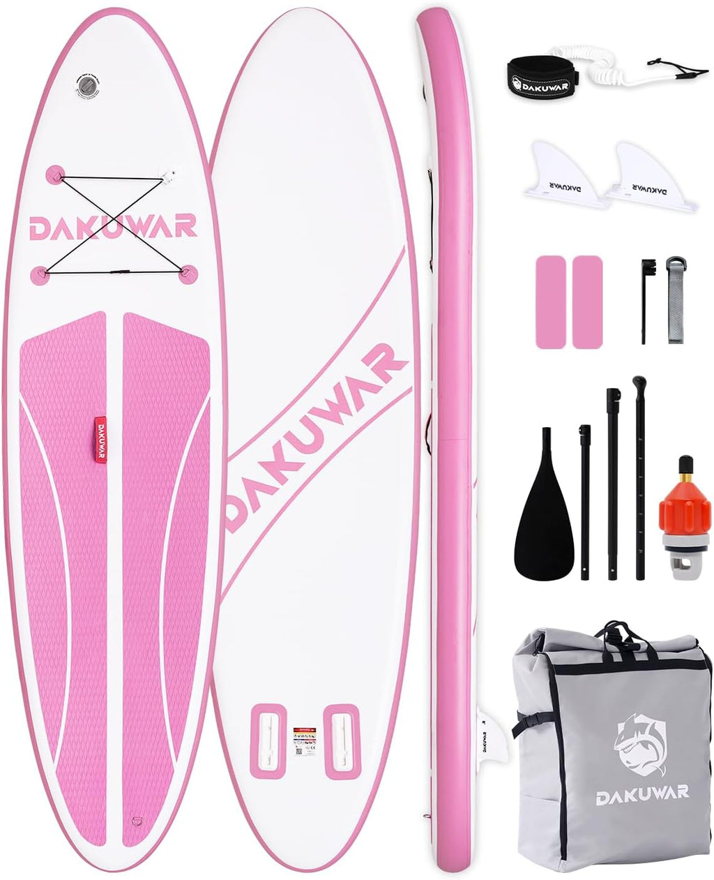 DAKUWAR Paddle Board 10'6''/10' Inflatable Stand Up Paddle Boards with SUP Accessories Ultra-Light Paddleboard Non-Slip Comfort Deck for Adults & Youth of All Skill Levels