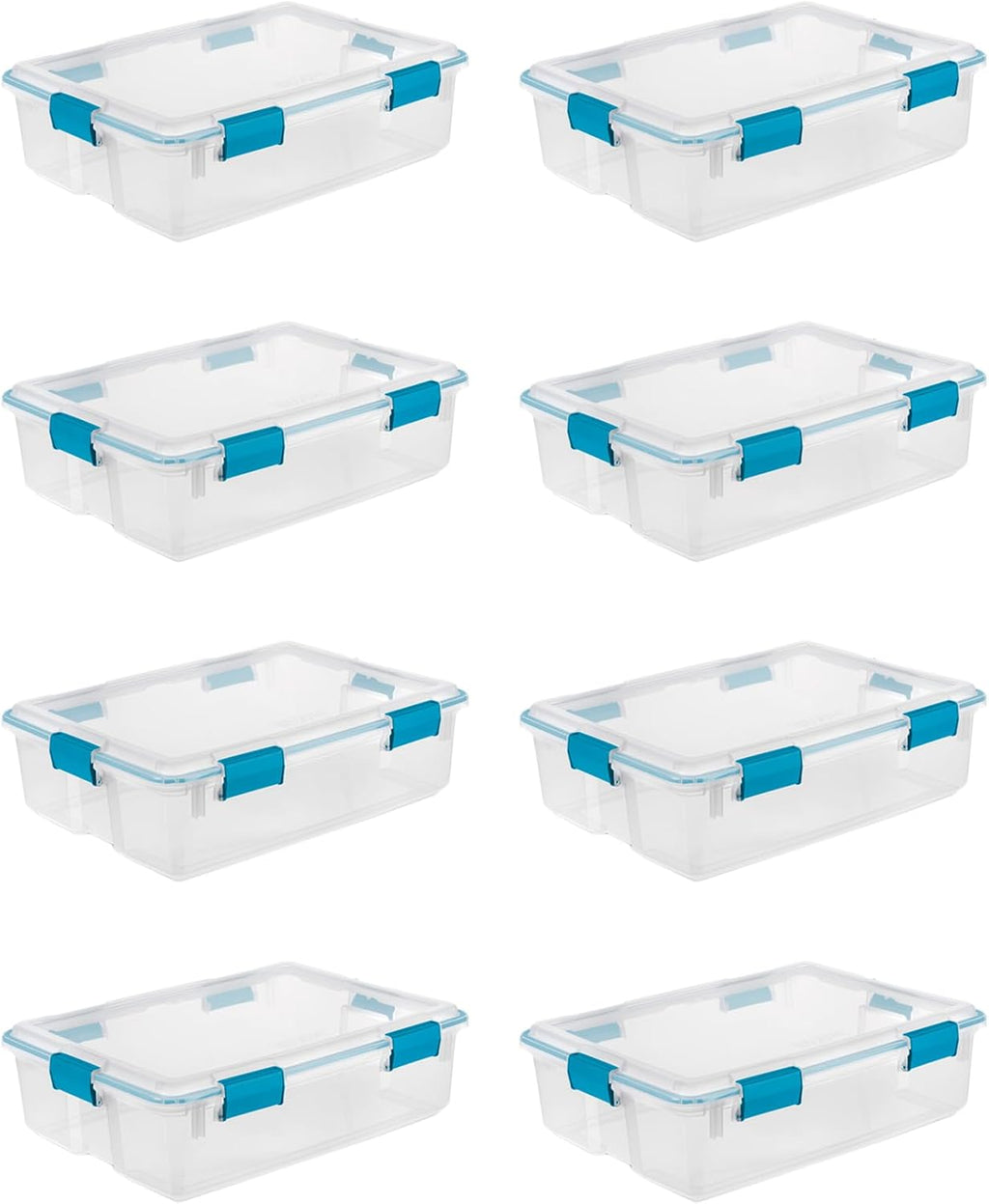 Sterilite 8-Pack Gasket Box, Weather-Resistant Storage Bins with Latching Lids, 37 Quart - Heavy-Duty Organizing Containers for Closet, Bathroom, and Office