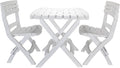 Camco Outdoor Table and Chair Set | Features Foldable Design for Compact RV Storage and Organization | Great for Camping, Events, Patios, and More | No-Tool Assembly | 3-Piece, White (51640)
