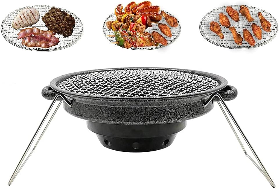 Charcoal Korean BBQ Grill Outdoor Portable BBQ Grill Stainless Steel Charcoal Grill Bracket Barbecue Stove Easy Storage Grill Table Barbecue Stove