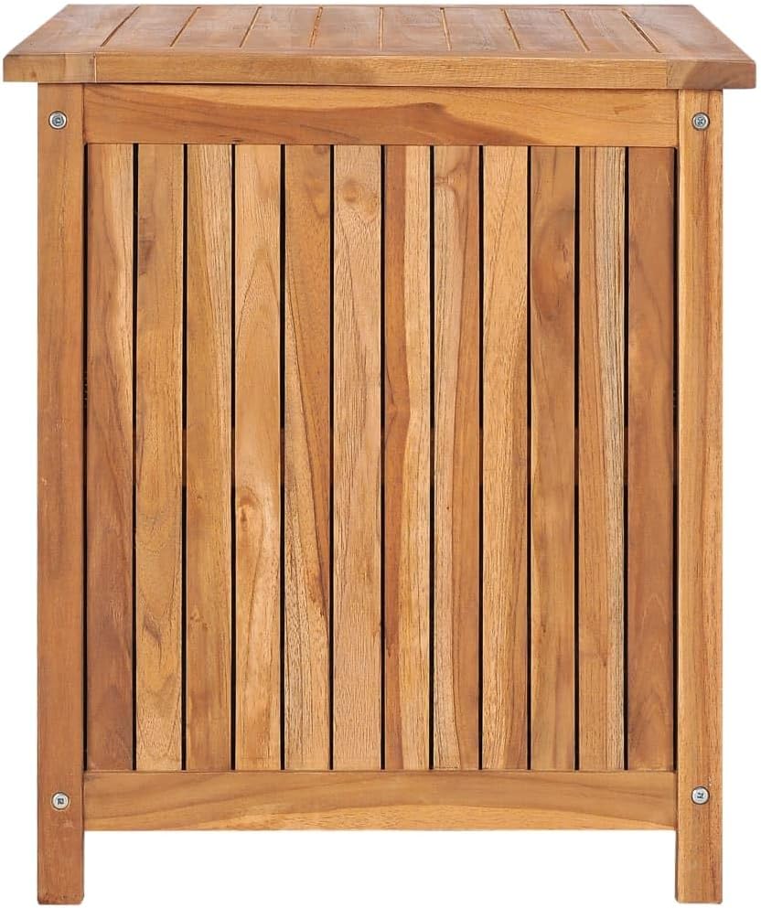 vidaXL Solid Teak Wood Patio Storage Box - Rustic Design, Ample Storage Space, Water-Resistant Lining, Easy Assembly - Ideal for Indoor and Outdoor Use - Brown