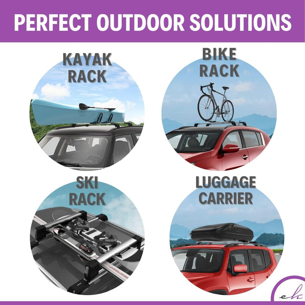 ERKUL Roof Rack Cross Bars for Hyundai Tucson 2016-2021 | Aluminum Crossbars with Anti Theft Lock for Rooftop | Compatible with Flush Rails - Silver