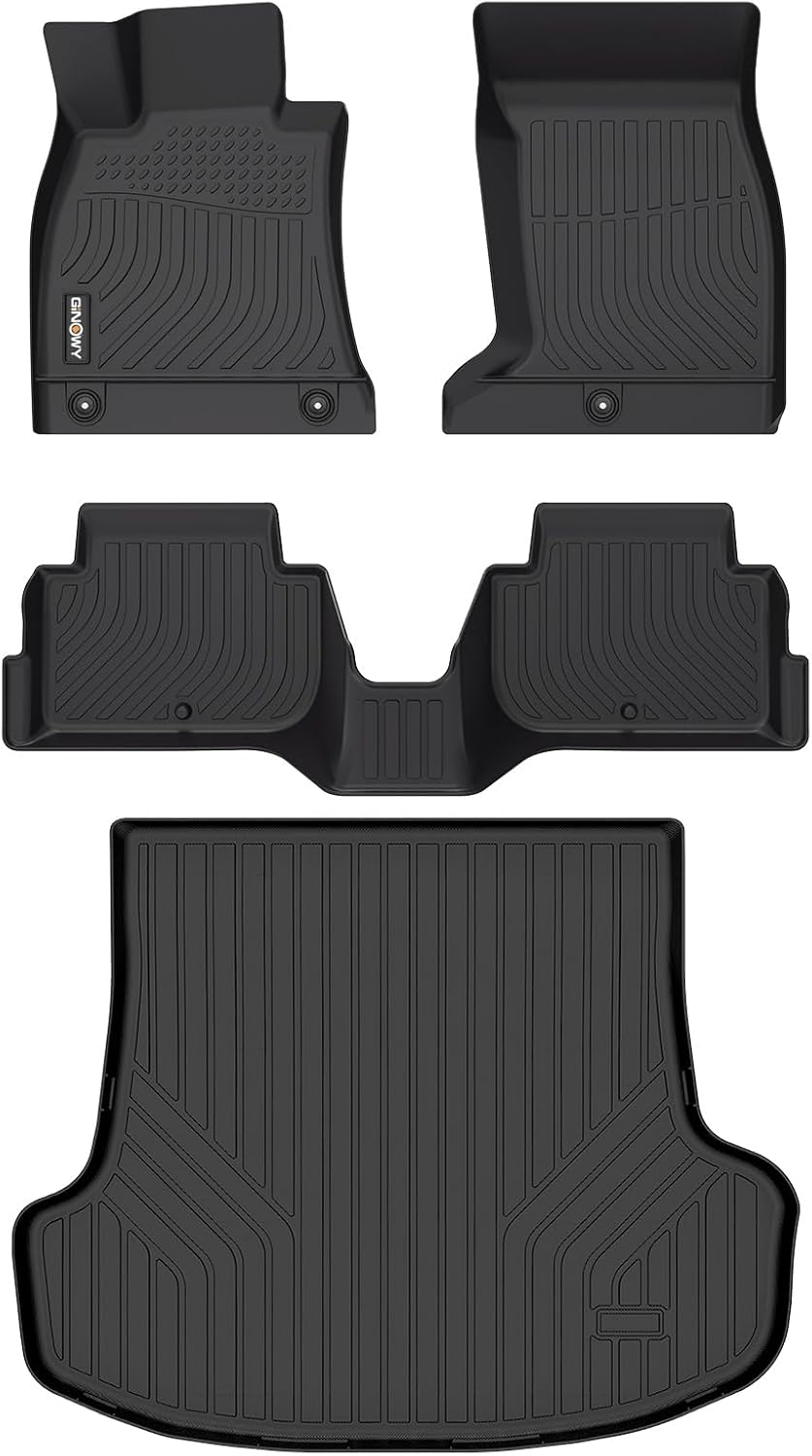 GINOWY-Floor Mats & Cargo Liner for Kia Stinger AWD 2018-2024, All Weather Car Floor Mats TPE Rubber Liners Trunk Mat Trunk Liner for Kia Stinger Accessories Mats