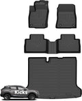Wayhigh® Floor Mats & Cargo Liner for 2025 2026 Nissan Kicks S (Fit SV/SR with The Cargo Tray in The Lowest Position) All Weather TPE Car Mats Waterproof Duty Floor Liners Kicks Accessories- Black