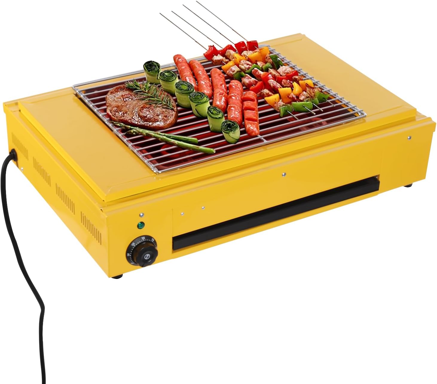 Smokeless Electric Indoor Grill with 16.5×7 Inch Non-Stick Cooking Surface, 1500W Fast Heat Up Power, Adjustable Temperature 122-572℉, Removable Grilling Plate and Drip Tray