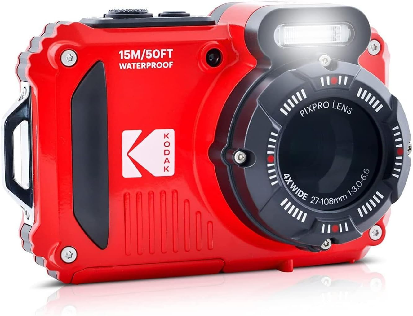 Kodak PIXPRO WPZ2 Rugged Waterproof 16MP Digital Camera with 4X Optical Zoom (Red) and 32GB microSDHC Card with Adapter Bundle (2 Items)