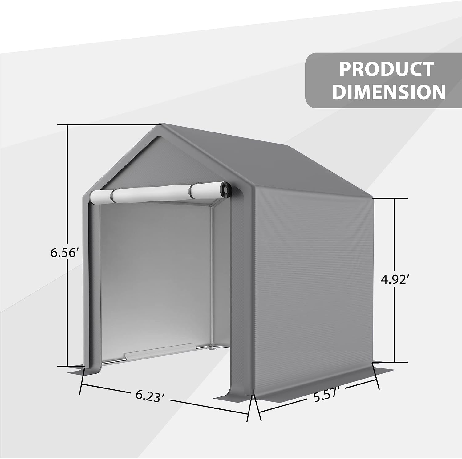 6 x 6 ft Portable Outdoor Storage Tent Shelter Shed, Heavy Duty Storage Tent with Roll-up Doors Shelter for Garden Tool, Lawn Mower, Motorcycleand, Bike - Gray
