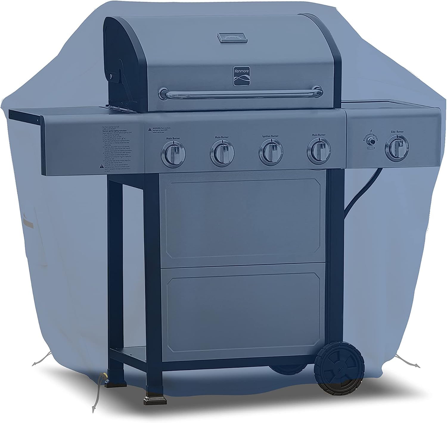Covers & all BBQ Grill Cover, 18 Oz Heavy Duty Waterproof UV & Weather Resistant, Outdoor Cover with Air Vents & Drawstrings (70' Inches, Blue)
