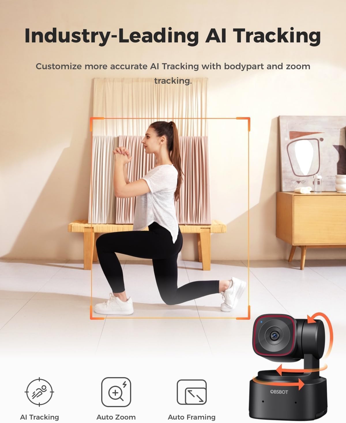 OBSBOT Tiny 2 Lite AI-Powered 4K UHD PTZ Webcam,1/2' CMOS 4X Digital Zoom AI Auto Tracking with Auto Zoom Gesture Control 2.0, LiveStream for Game/Meeting/Online Educate, W Mini Tripod