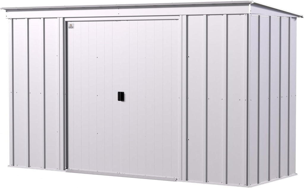 Arrow Classic 10' x 4' Outdoor Padlockable Steel Storage Shed Building, Flute Grey