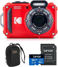 KODAK PIXPRO WPZ2 Rugged Waterproof Shockproof Dustproof WiFi Digital Camera 16MP 4X Optical Zoom 1080P Full HD Video Vlogging Camera 2.7' LCD Bundle with 32GB Memory Card and Camera Bag (Red)