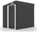 VINGLI Outdoor Storage Shed, 7x5 FT Metal Shed with Sliding Door, Air Vent, Patio Storage House with Sloping Roof, Weatherproof Tool Shed for Patio, Garden, Yard, Outside Use, Black
