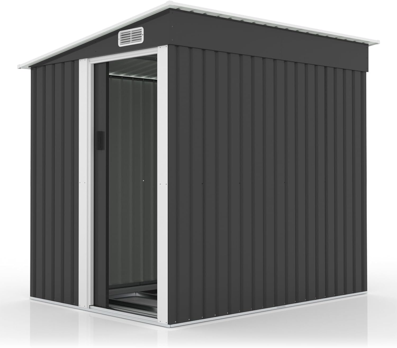 VINGLI Outdoor Storage Shed, 7x5 FT Metal Shed with Sliding Door, Air Vent, Patio Storage House with Sloping Roof, Weatherproof Tool Shed for Patio, Garden, Yard, Outside Use, Black