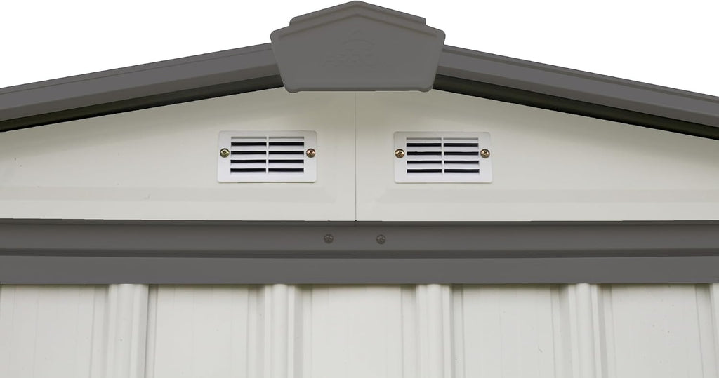 ARROW 6' x 5' EZEE Galvanized Steel Low Gable Shed Cream with Charcoal, Storage Shed with Peak Style Roof
