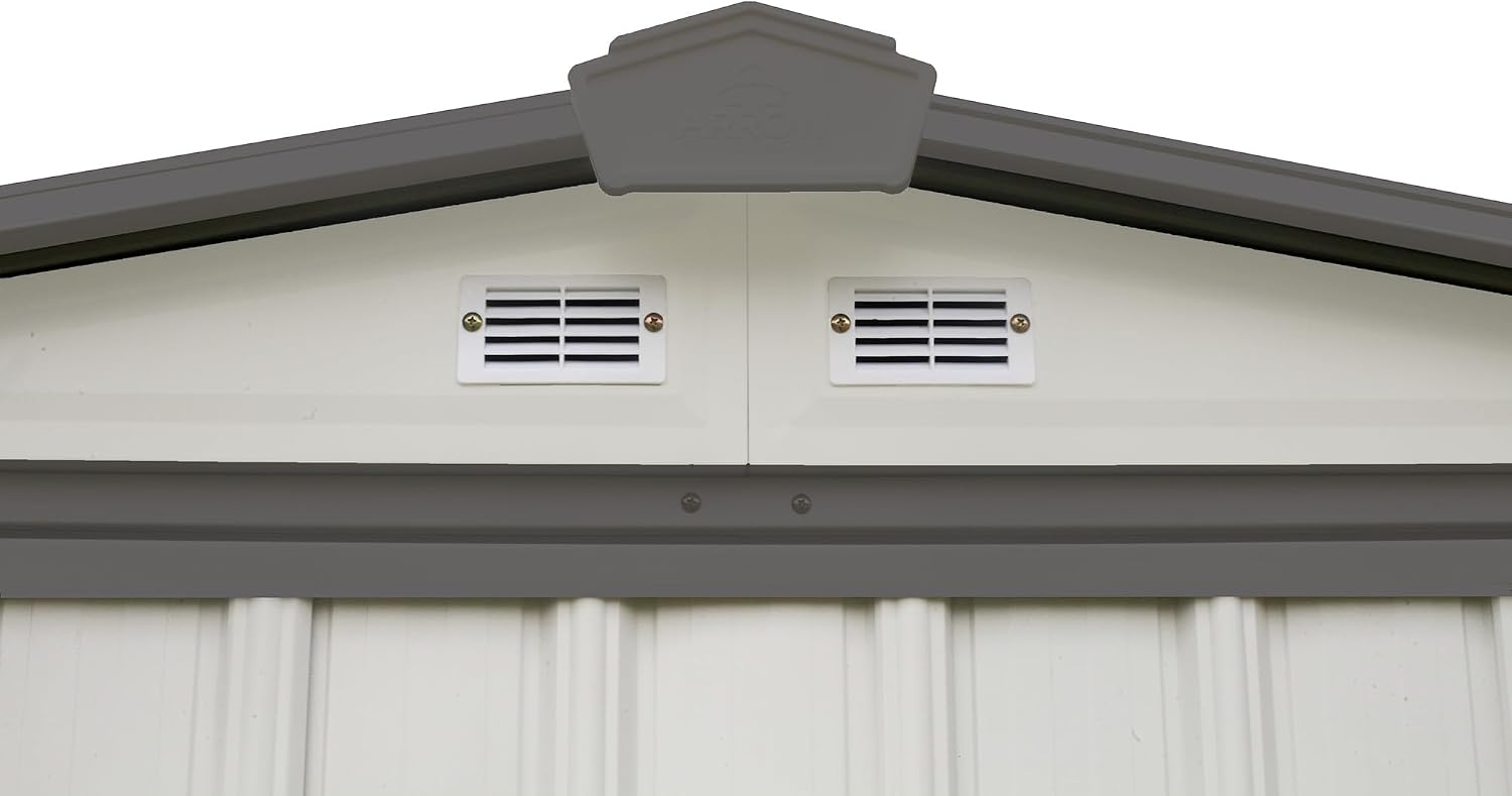 ARROW 6' x 5' EZEE Galvanized Steel Low Gable Shed Cream with Charcoal, Storage Shed with Peak Style Roof