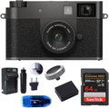 FUJIFILM X Half Digital Camera Bundle, Includes: SanDisk 64GB Extreme PRO SDXC Memory Card, Spare Battery and More (6 Items) (Charcoal Silver)