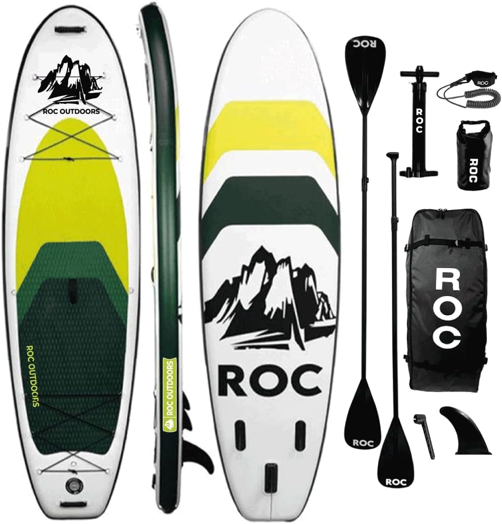 Roc Inflatable Stand Up Paddle Board 10' 6' with Premium SUP Paddle Board Accessories, Wide Stable Design, Non-Slip Comfort Deck for Youth & Adults
