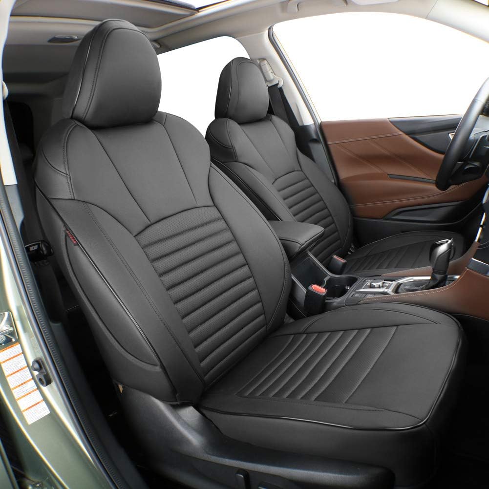 EKR Custom Fit Santa Fe Full Set Car Seat Covers for Select Hyundai Santa Fe 2013 2014 2015 2013 2014 2015 2016 2017 2018 -Three Rows, Second Row 40/60 Split,Faux Leather (Black)
