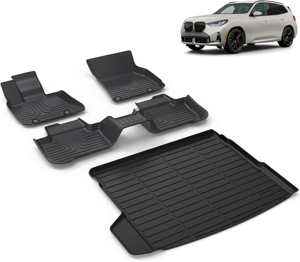 All Weather Car Floor Mats & Cargo Liner Set Fit for X3 2025 2026 Floor Liners Trunk Liner X3 Cargo Mat Accessories Black