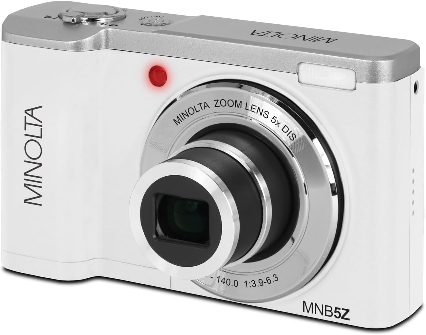 Minolta MNB5Z 56MP Dual Lens Point & Shoot Digital Camera with 5X Optical Zoom & 5K Ultra HD Video Bundle with 64GB Memory Card + Vlogger Tripod + Bag + Cleaning Kit + More Accessories (White)