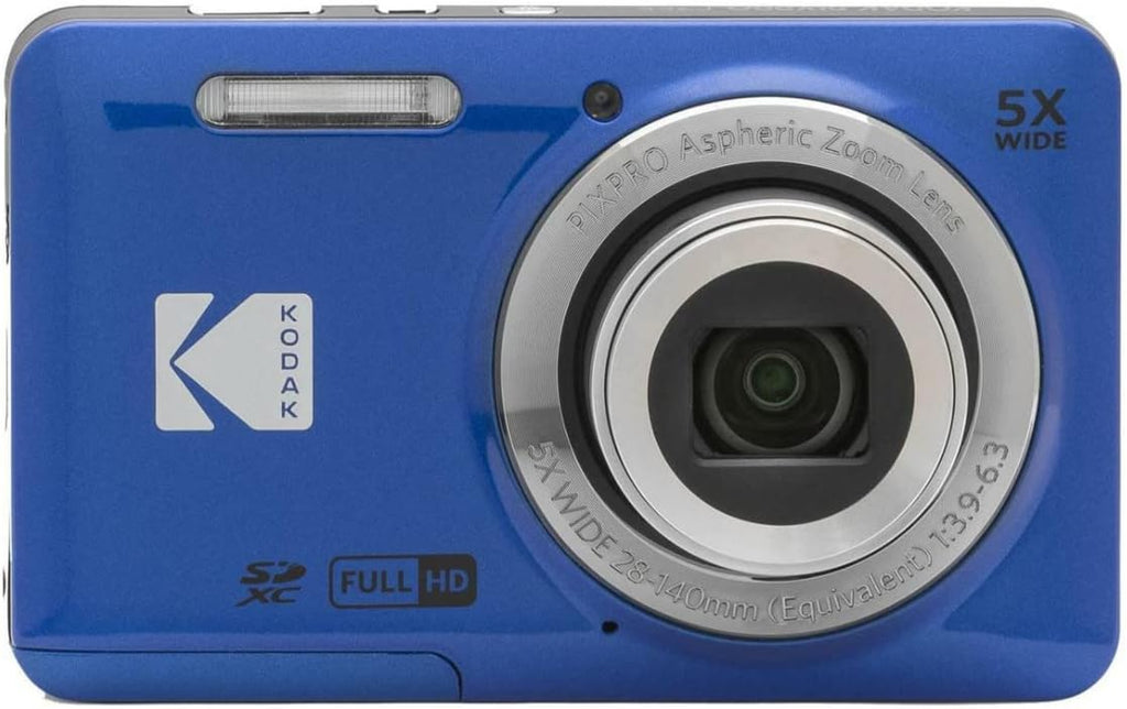 Kodak PIXPRO Friendly Zoom FZ55 Digital Camera (Blue) Bundle with Camera Case, 32GB Class 10 UHS-I U1 SDHC Memory Card and USB 2.0 Card Reader (4 Items)