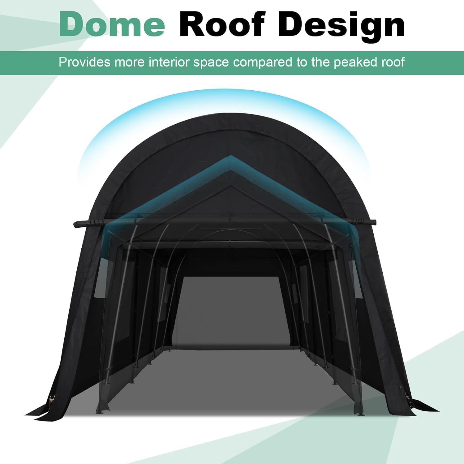 COBIZI Carport 12x20 FT Heavy Duty Portable Garage Storage Shelter Shed with All-Steel Metal Frame & Vents, Round Style Outdoor Storage Shed for Car, Truck, Boat, Patio Furniture Anti-Snow Waterproof