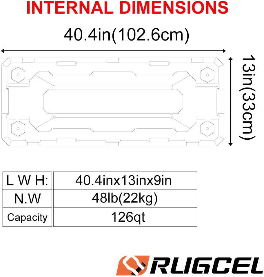 RUGCEL 126QT Waterproof Dry Storage Box - Heavy Duty Overland Off-Road Storage Case for Camping, Vehicle Trunk, Roof Rack.