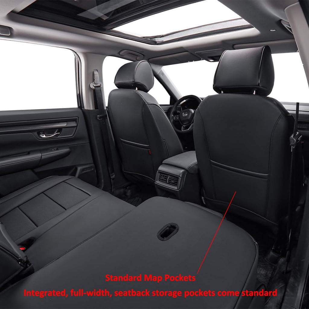EKR Santa Fe Seat Covers for Hyundai Santa Fe HEV 2024 2025 Calligraphy(1st Rows W/Thigh Support, 2nd Rows 50/50 Split, 6 Seats), Full-Coverage Seat Cover - Faux Leather(Black)