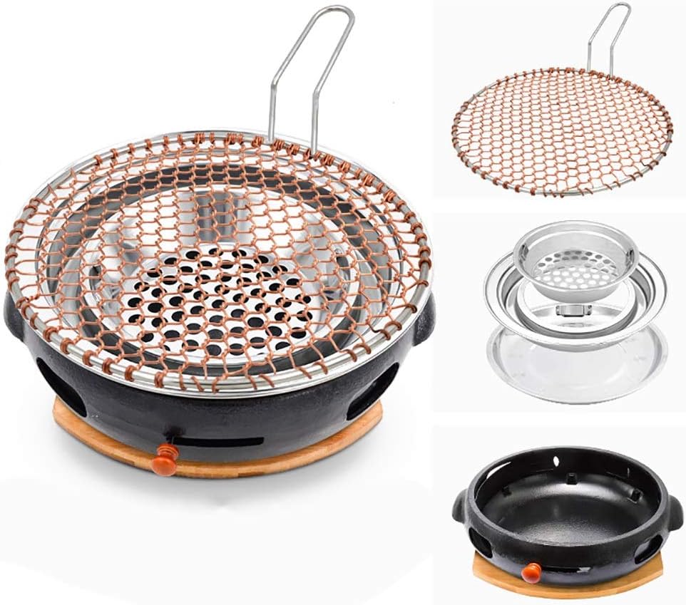 BBQ Barbeque Barbecue Grill,Smoke-Free Charcoal Grill,Cast Iron Oven,Korean Household,Split Type Easy to Clean,Indoor Outdoor,3 Styles (Color : C)