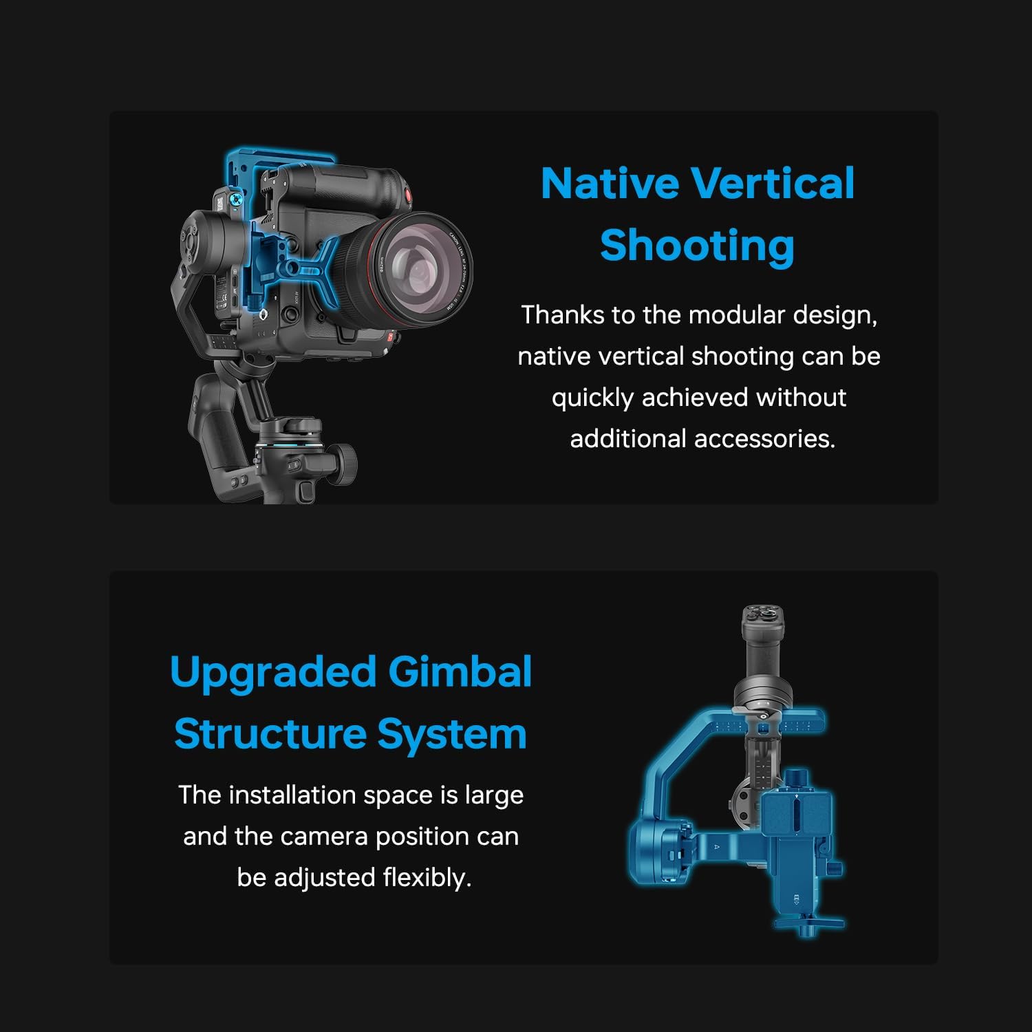 FeiyuTech SCORP-C2 Camera Gimbal Stabilizer, 3-Axis Professional Video Stabilizer with Built-in AI Tracking, 7.72lb Payload for DSLR & Mirrorless Sony A7IV Canon R5 Nikon, Native Vertical Shooting