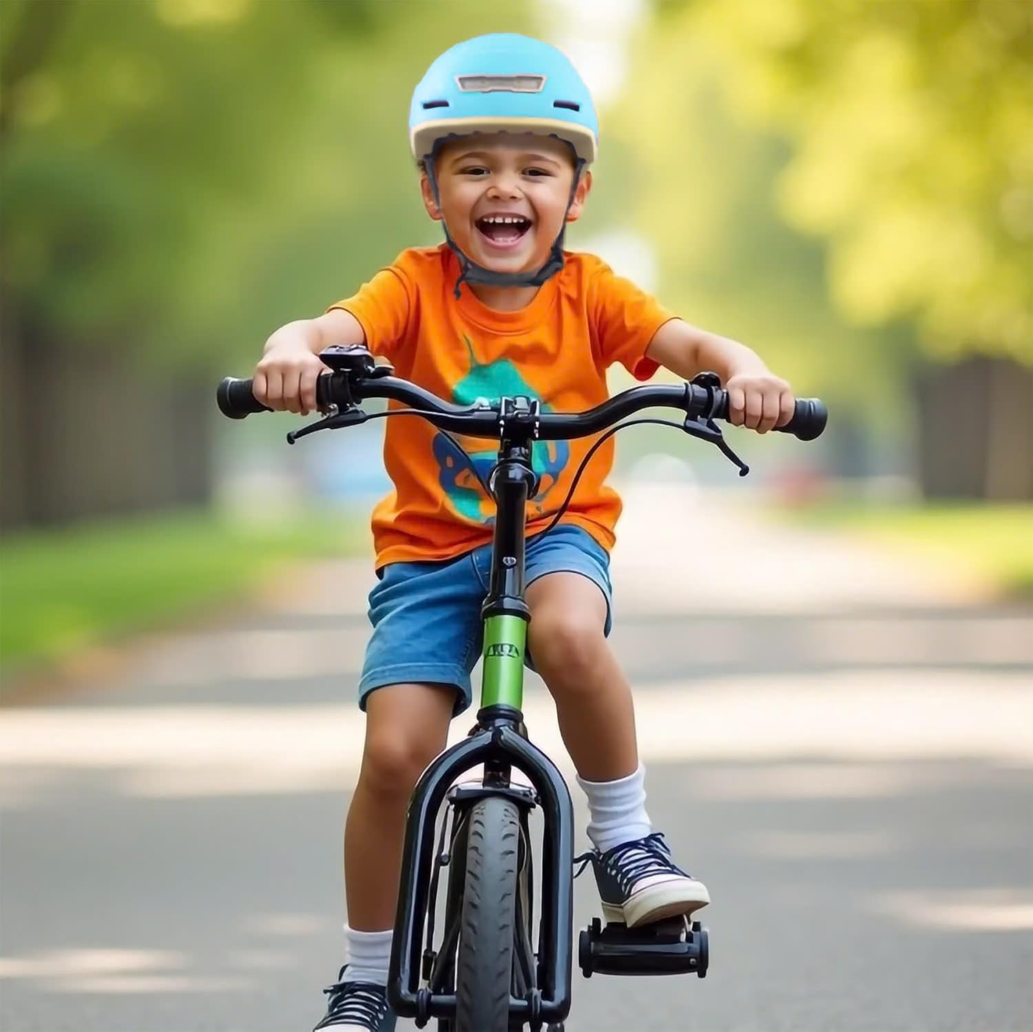 XNITO Kid Bike Helmets for Boys and Girls | Fit Head 51-54cm Circumference | CPSC & NTA-8776 Dual Certified | Multi-Sport Helmets with LED Lights, Magnetic Buckle, Detachable Visor