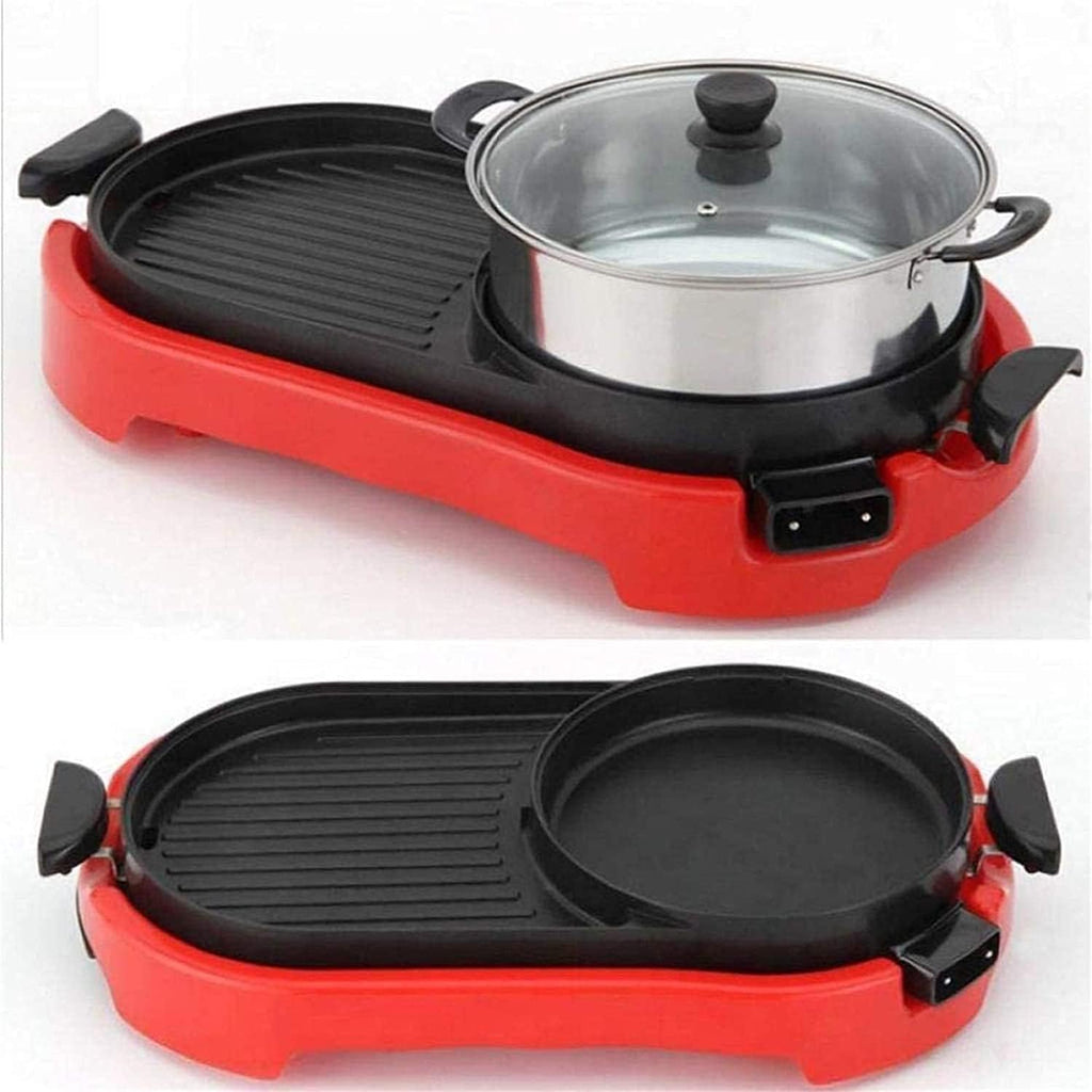 Electric Grill Pot Electric Thai BBQ Grill And Hot Adjustable Temperature 220V Tabletop Grill And Fondue With Ceramic Coating, Teppanyaki Table Grill,Portable Nonsti