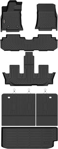 GINOWY-Floor Mats & Cargo Liner Set for Subaru Ascent 2019-2025, 7/8 Passenger, All Weather Car Mats Cargo Trunk Mat Waterproof Mat for Ascent Accessories Custom Fit