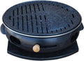 Portable BBQ Grill, Cast Iron BBQ Grill Indoor Outdoor Korean Style with Wooden Tray 34x12cm 8 Styles(D)