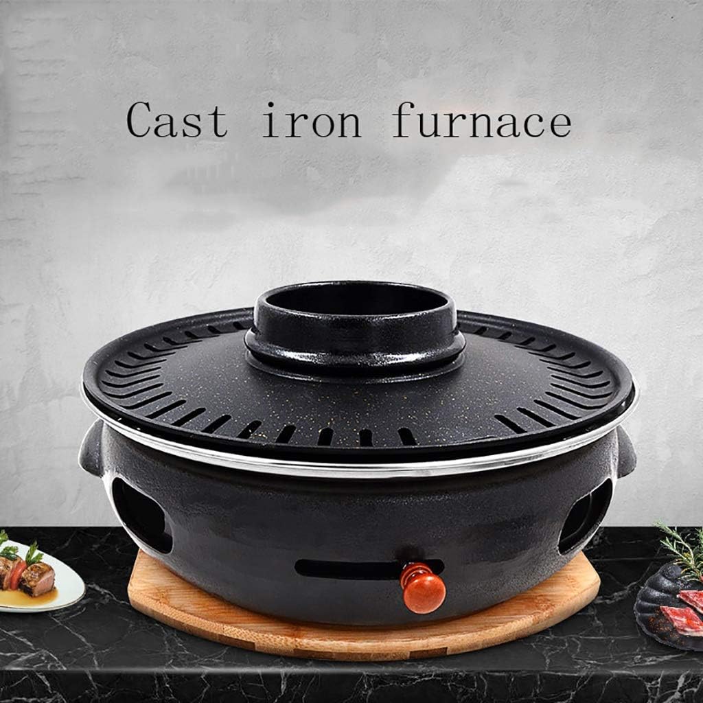 BBQ Barbeque Barbecue Grill,Cast Iron Charcoal Grill,Charcoal Household Barbecue Pot,Commercial Korean Barbecue Grill,8 Styles (Color : B)