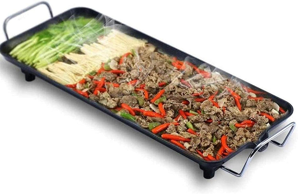Electric BBQ Grill Indoor Electric Teppanyaki Table Grill, BBQ Barbecue Griddle, Non-Stick Hot Plate, Spatulas and 2 Egg Rings 1800W,Portable Nonstick Griddle